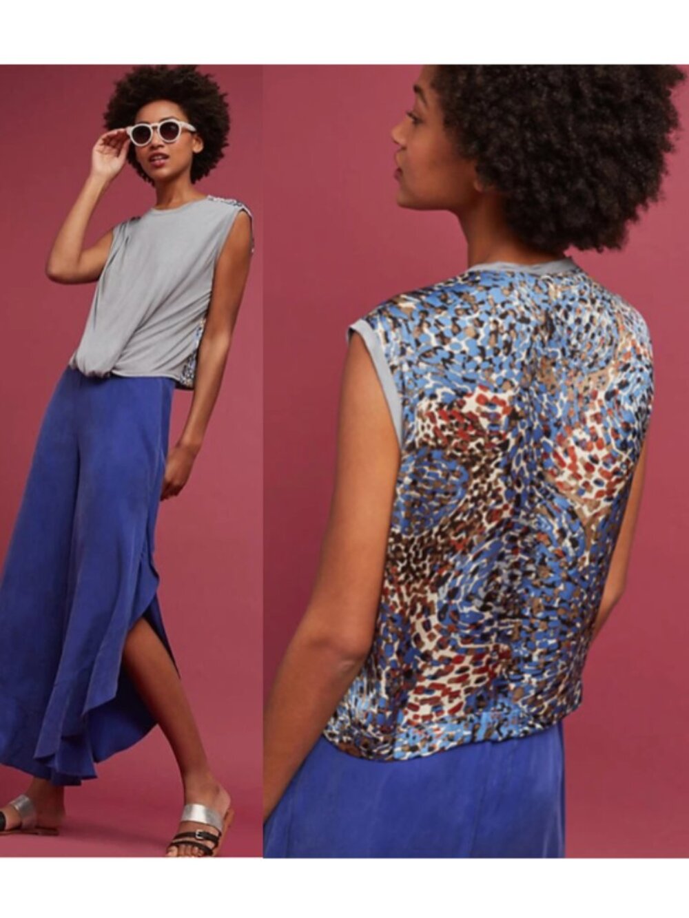 Anthropologie Twist Front mixed media Top by Tiny size S